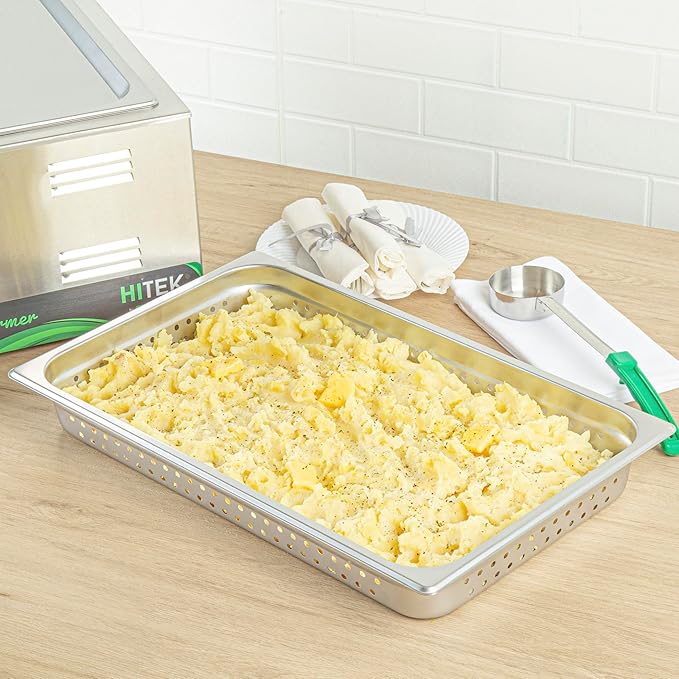 Restaurantware Perforated Hotel Pan 1 Count Full Size Anti-Jam 2.5â€ Deep Freezable 24 Gauge Stainless Steel Steam Pan - Lid Sold Separately for Use in Commercial Kitchens and Catering Events
