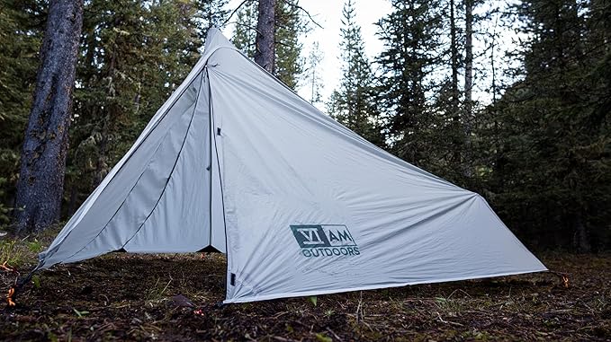 VIAM Outdoors | Floorless Shelters with Stove Jack | Lightweight Ultralight Backpacking Hiking Camping Hunting Fishing Shelter | with Guy Lines &amp Stakes