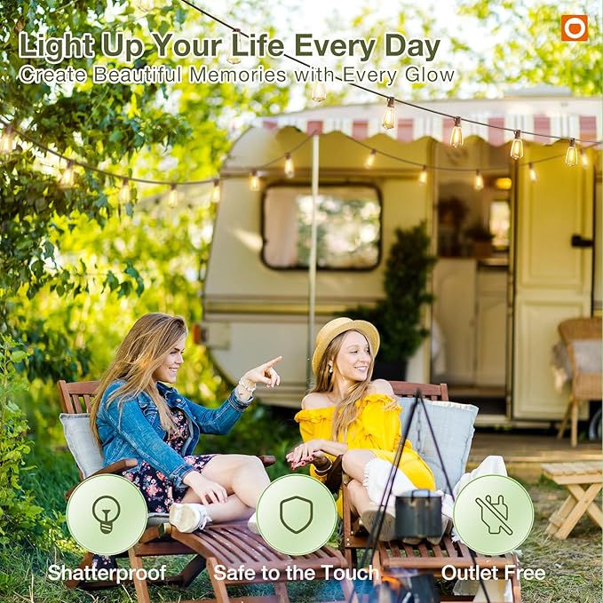 addlon 204FT(2 Pack*102FT) Solar String Lights Waterproof Patio Lights Solar Powered with Remote &amp USB Port 3 Lighting Modes 60+4 LED Shatterproof Bulbs Outdoor Light for Camping Backyard Garden