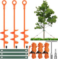3 Pack 18 Tree Stake Kit Heavy Duty Spiral Stakes and Supports for Leaning and Young Trees Straightening Protect Trees from Bad Weather (Orange)