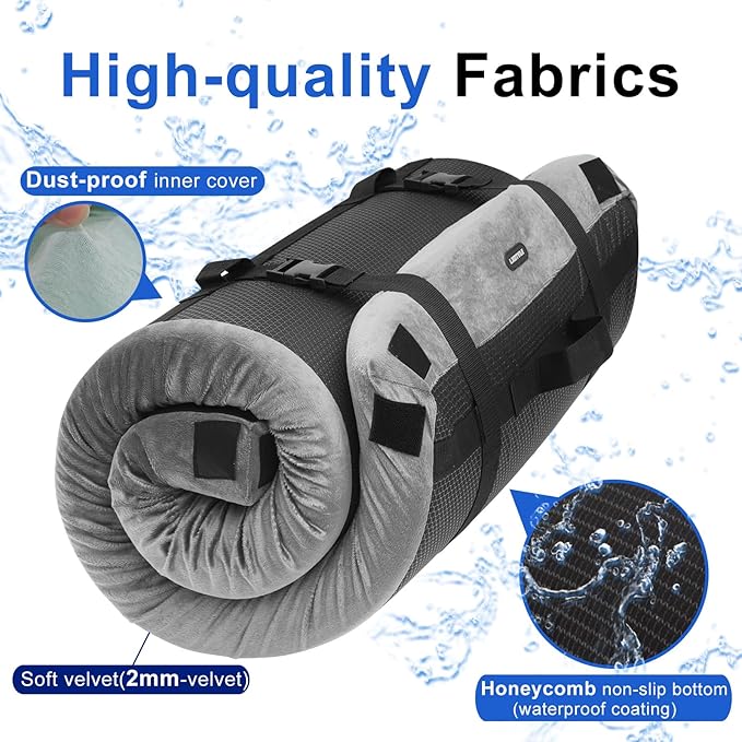 Memory Foam Camping Mattress pad Comfortable Thick Floor Sleeping Mat for Adults with Waterproof and Non-Slip Bottom Portable Roll Up Mattress for Sleepover GuestCot Mad for Car Camping