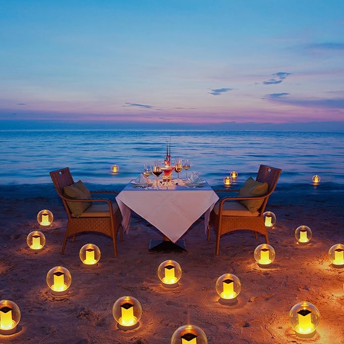 VISOFO Floating Lights Solar Powered Globes for Pool Pond Patio &amp Hot Tub – Outdoor Lanterns Look Like Candles or Torches Fun Decorations &amp Cool Gifts for Adults Pool Toys &amp Must-Have
