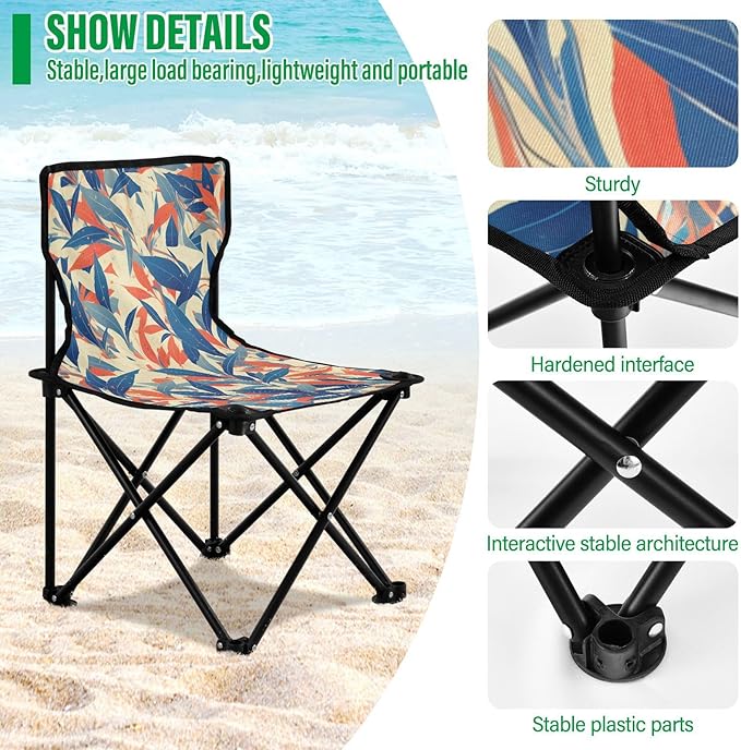 Colorful Leafs Portable Camp Chairs for Adults Ultra-Lightweight Beach Chairs Includes Carry Bag for Camp