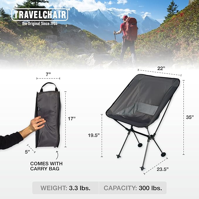 TravelChair Roo Camping Chair Wide &amp High Black