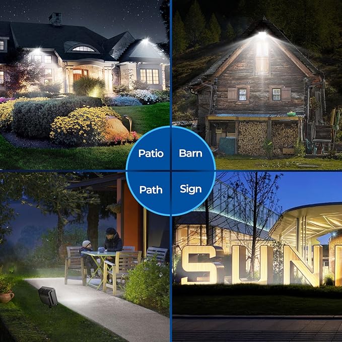 CINOTON 100W LED Flood Lights Outdoor 14000LM IP65 Waterproof Outdoor Security Wall Light Fixture with 180°Knuckle for Warehouse Porch Barn Garage Building 5000K 100V-277V 2 Pack