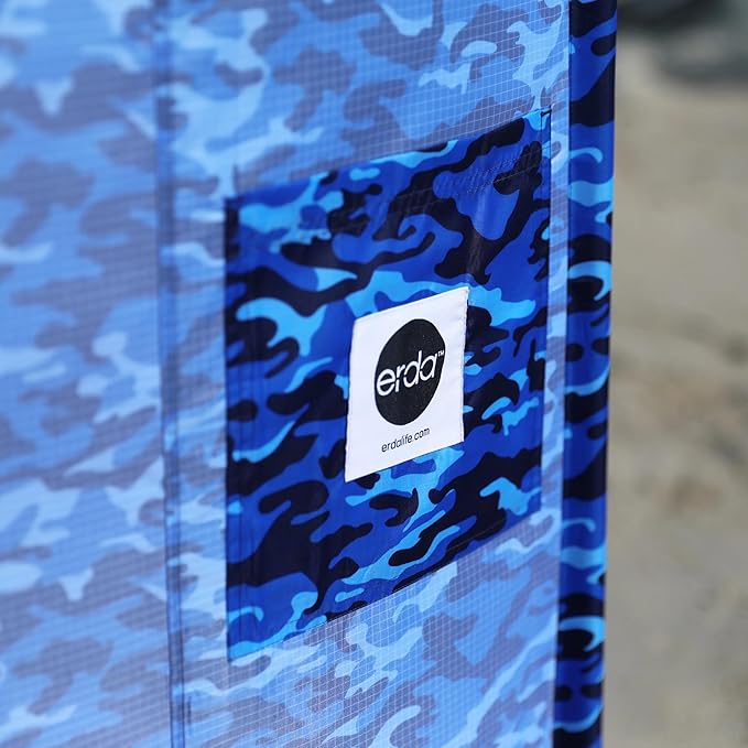Ocean Camo Elite Beach Recycled Polyester Rip-Stop Extra Tall 42 Lightweight Windscreen Privacy Screen Wind Blocker Free Matching Shoulder Bag (New Mahogany Wood Poles)