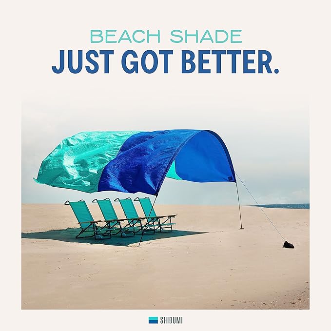 Shibumi Shade® (2.0 Version) - World's Best Beach Shade. The Original Wind Powered® Beach Shade. Lightweight Easy to Set up and Great for Groups up to 8 People
