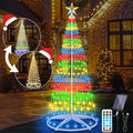 6ft Solar Powered Christmas Cone Tree Lights with Star Topper Outdoor Christmas Tree with 11 Modes Timer Remote Dimmable Waterproof for Yard Holiday Christmas Decoration Warm White &amp Multicolo