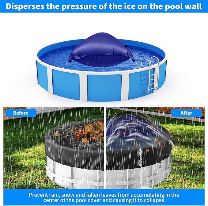 Pool Pillow for for Above Ground Pools 4x8 Ft Pool Air Pillow for Closing Winter Pool Winterizing Kit for Ground Pool 0.5mm PVC Material 2X 16.5Ft Rope (Blue)
