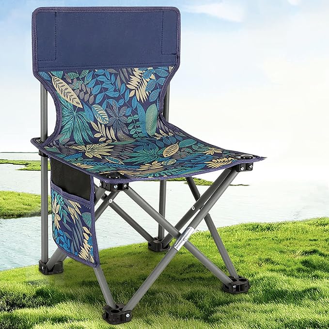 BK&ampMF Portable Outdoor Folding Camping ChairDurable with Storage Pocket Beach Camp Chair Breathable Lawn Chairs for Storage and TravelA65x39x39cm(26x15x15inch)