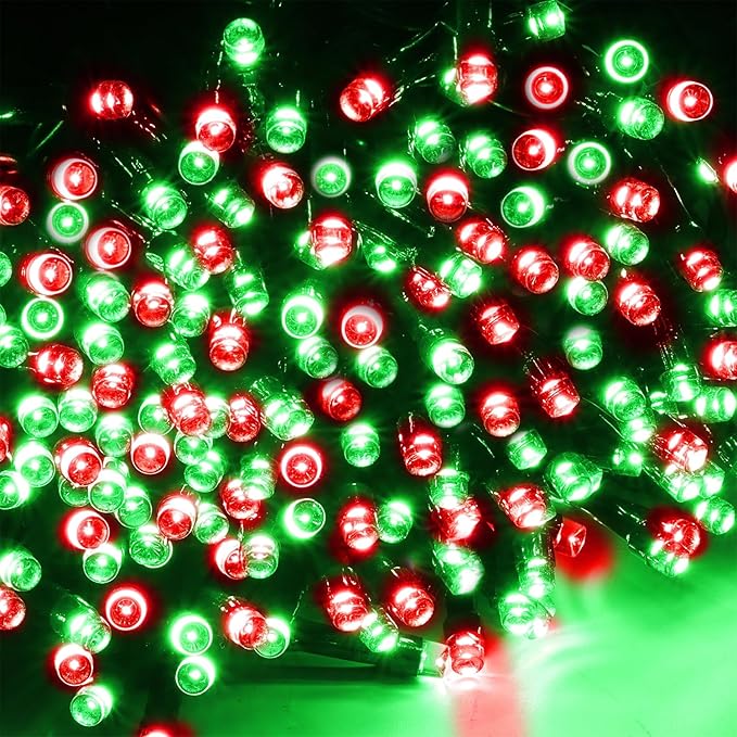 WATERGLIDE 1000 LED Christmas String Lights 328 FT Green Wire LED Decorative Fairy Lights with Remote &amp 8 Modes Waterproof for Outdoor Xmas Holiday Party Garden Wedding Home Decor Red &amp Gre