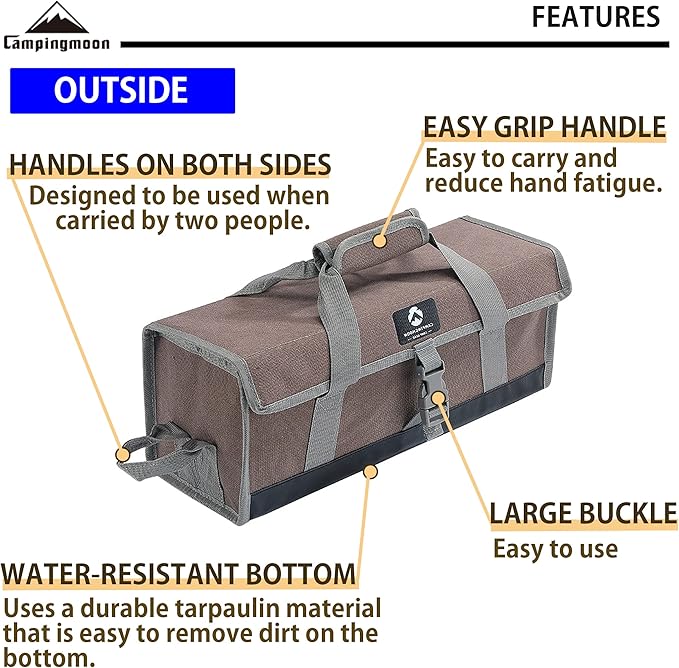 CAMPINGMOON Bottom Waterproof Outdoor Camping Tent Stakes Hammer Multi-Container Storage Box Bag (Canvas M Size(17.7-inch Length B-155C))