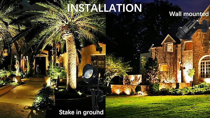 LED Outdoor Spotlight Flag Light 120V 10W Waterproof Spot Lights for Yard Flagpole House Tree Plug in Christmas Landscape Lighting (10W Warmwhite)