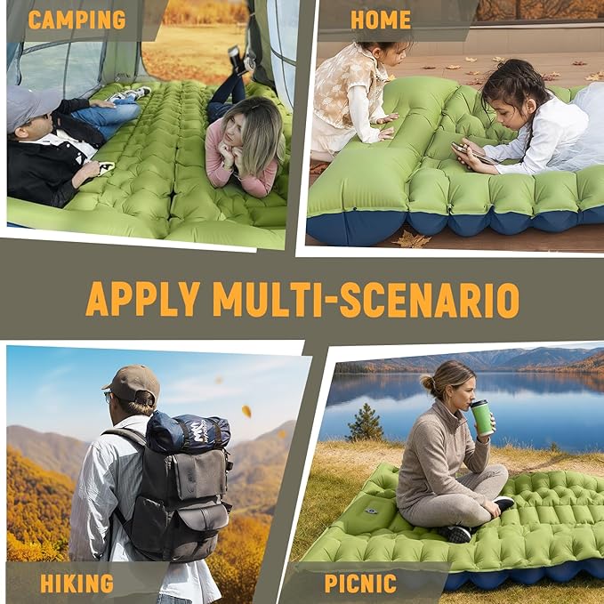Camping Sleeping Pad Ultralight Camping Mat with Built-in Foot Pump Comfortable Sleeping Mat for Backpacking Car TravelingTentand Hiking