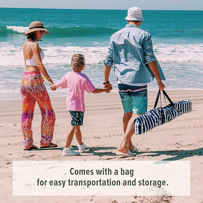 Qipi Beach Cabana - Easy to Set Up Canopy Waterproof Portable 6' x 6' Beach Shelter Included Side Wall Shade with UPF 50+ UV Protection Ultimate Sun Umbrella - for Kids Family &amp Friends