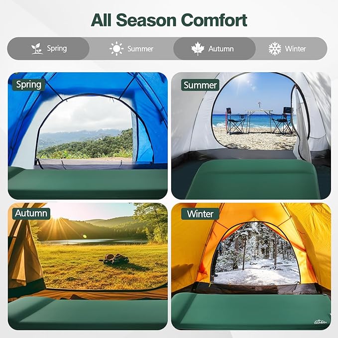 Self Inflating Sleeping Pad with Electric Pump 3.15 Ultra-Thick Memory Foam Camping Mattress 4-Season Sleeping Pad with Built-in Pillow for Camping Tent Car Travel