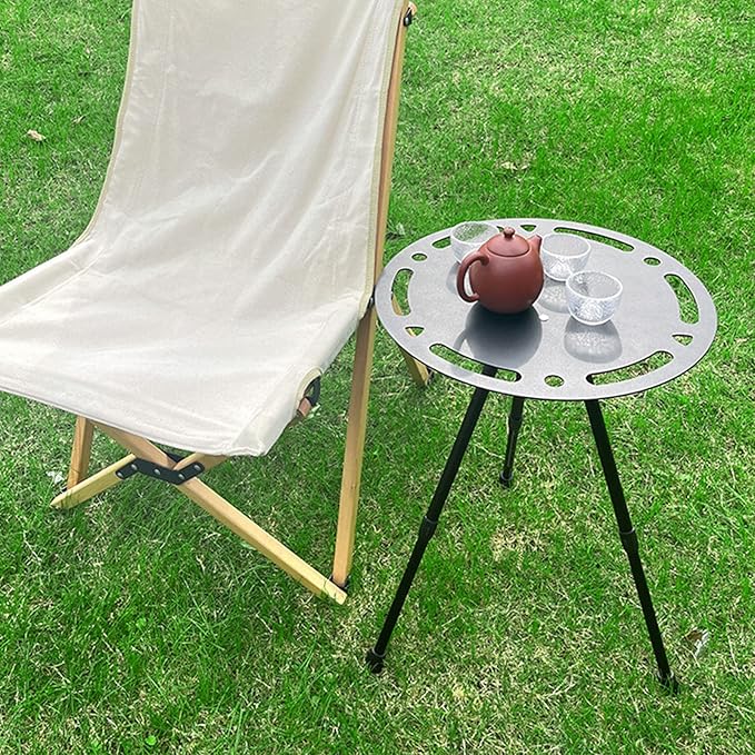 Topyond Folding Camping Table Portable Height Adjustable Outdoor Small Round Table Lightweight Aluminum Alloy Beach Table for Travel and Camping