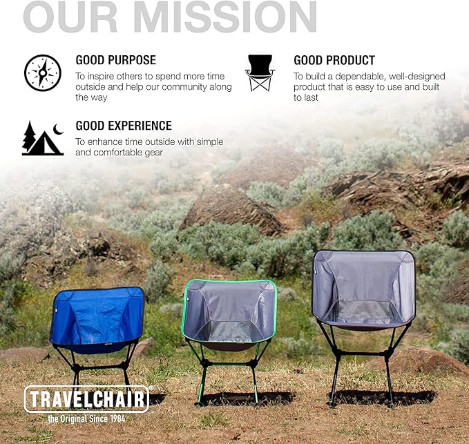 TravelChair Roo Chair – 7795 Lightweight Folding Camp Chair Bigger &amp Wider/XL Joey Chair (Blue)