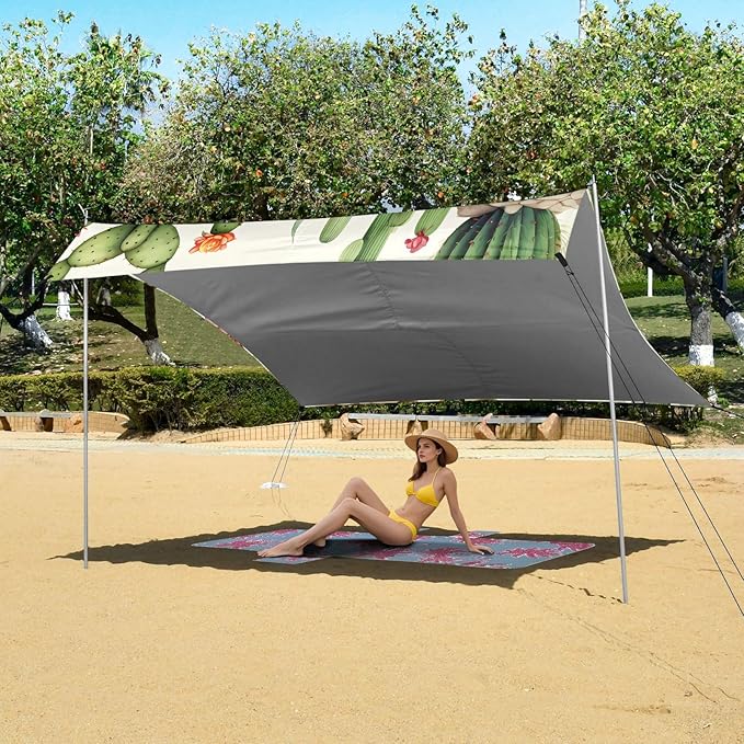 Beach Tent Sun Shelter Cactus of Different Shapes Lightweight &amp Easy Setup Beach Shade Canopy for Camping Fishing