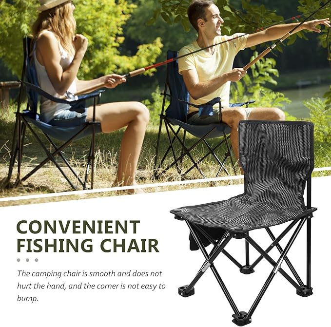 Portable Folding Camping Chair Small with Carry Bag Oxford Cloth Outdoor Fishing Chair Lightweight Seat for Garden Beach Patio and Backyard Leisure Activities