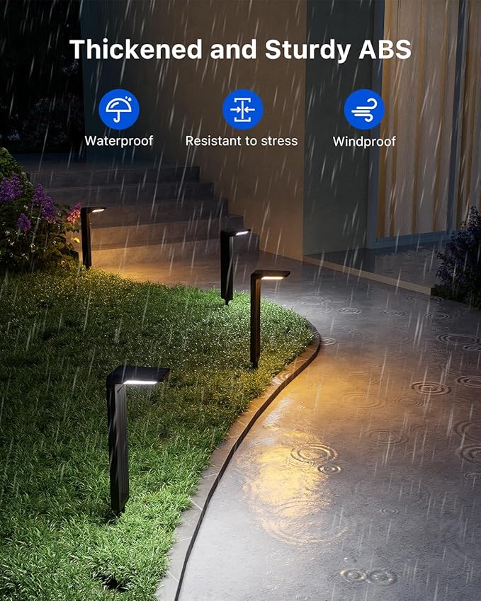 6 Pack Color Changing Solar Pathway Lights Outdoor Waterproof 20 LED Solars Powered Walkway Landscape Lamp for Garden Lawn Path Yard Driveway Sidewalk 8 Colorful Accent Lighting Decoration(RGB)