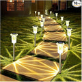 DenicMic Solar Lights Outdoor 15 Pack Waterproof 3000K Warm White LED Stainless Steel Stake Outside Lights for Yard Pathway Garden Driveway Walkway Landscape Path Lighting