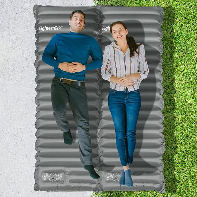 EighteenTek® Sleeping Pad Mat Camping Sleeping Pad Thick 4 Inch Camping Mattress Pad Built-in Foot Pump Fast Self Inflating Sleeping Pad Backpacking for Campings Hiking Ultralight
