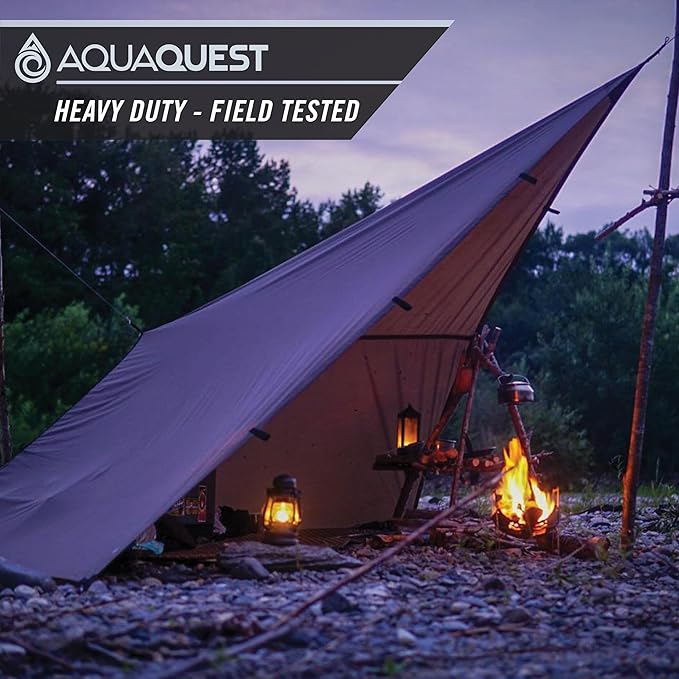 AquaQuest Defender Tarp – Heavy-Duty Waterproof (20000 mm) Seam-Taped Rain Fly for Camping Bushcraft &amp Survival