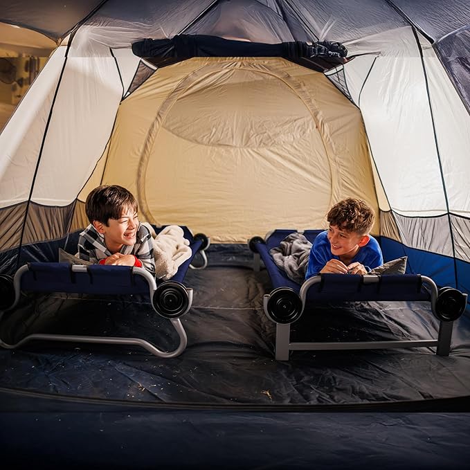 Disc-O-Bed Youth Double Cot Kid-O-Bunk Modular for Bunk Beds Dual Cots or Bench with 2 Carry Bags for Portable Transport