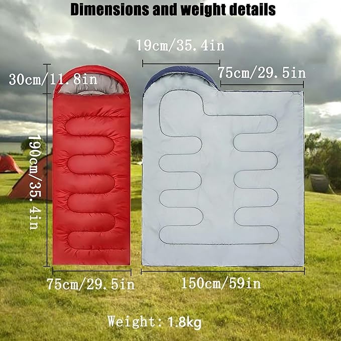 SNZ All-Season Lightweight Sleeping Bag - Mummy Camping Sleeping Bag for Adults &amp Kids Camping Essentials Warm &amp Cold Weather for Hiking Backpacking