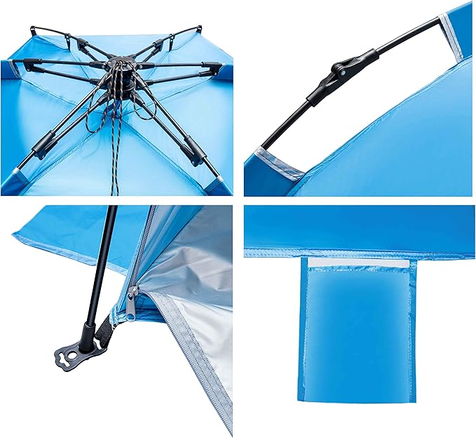 Beach Tent-Outdoors Easy Up Cabana Tent Sun Shelter Beach Umbrella Deluxe Large for 5-6 Person Blue