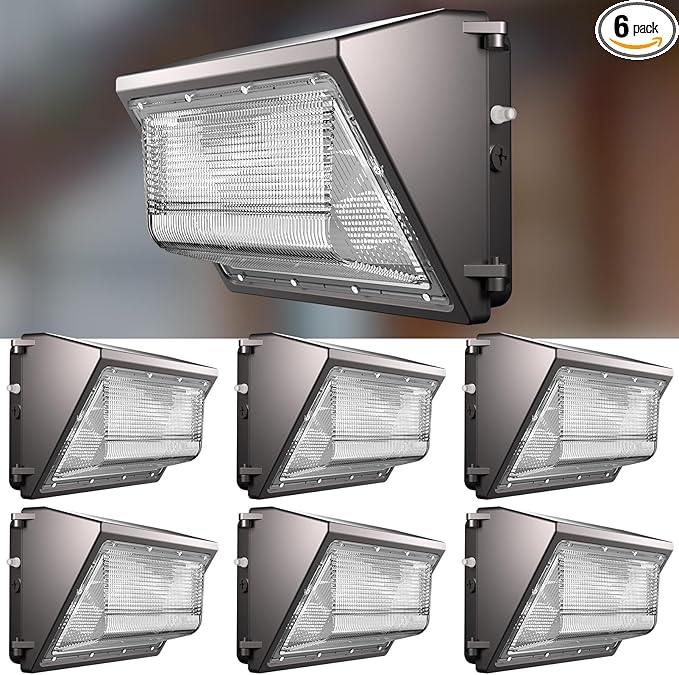 Lightdot 6Pack 150W LED Wall Pack Lights 100-277v Dusk to Dawn with Photocell 22500Lm(150Lm/W) 5000K IP65 Outdoor Exterior Lighting for BuildingYardWarehouseFactoryGarage ETL(Height:10~20ft)