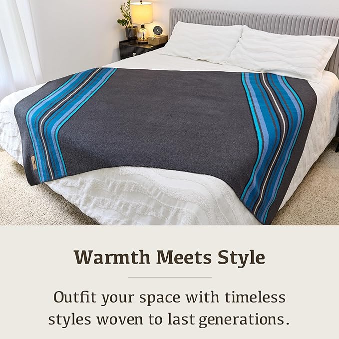 Chubbuck 100% Wool Blanket Camping (60 x 84) - Large Warm Blanket for Camping Emergency Outdoor Concerts and Home Use - Fire Retardant Soft and Warm Blankets for Winter (Lakeland)