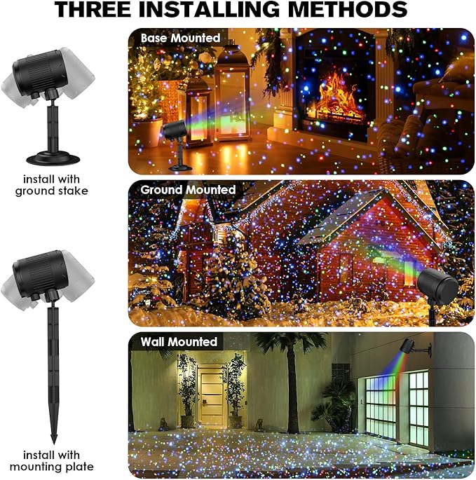 Laser Lights Outdoor 3 Color RGB Laser Projector Lights Outdoor Waterproof Holiday Laser Light Projector Outdoor Indoor for Home Yard Garden Decoration