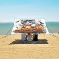ALAZA Pumpkin Cat Bat Halloween Beach Tent Sun Shelter UPF50+ Protection Beach Shade Canopy w/ 4 Sandbags for Outdoor Camping Fishing Backyard Fun Picnic 10x9 ft