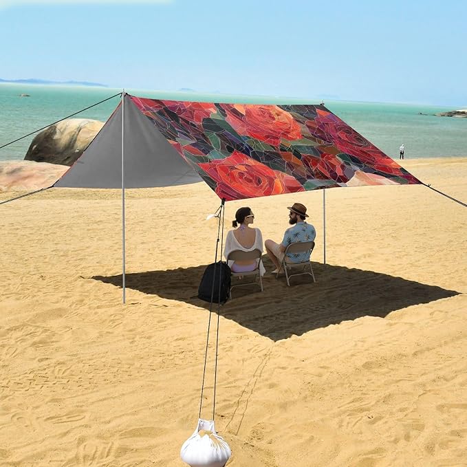Beach Tent Sun Shelter Blocks Roses Lightweight &amp Easy Setup Beach Shade Canopy for Camping Fishing