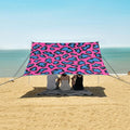 ALAZA Pink &amp Blue Leopard Print Cheetah Beach Tent Sun Shelter UPF50+ Protection Beach Shade Canopy w/ 4 Sandbags for Outdoor Camping Fishing Backyard Fun Picnic 10x9 ft