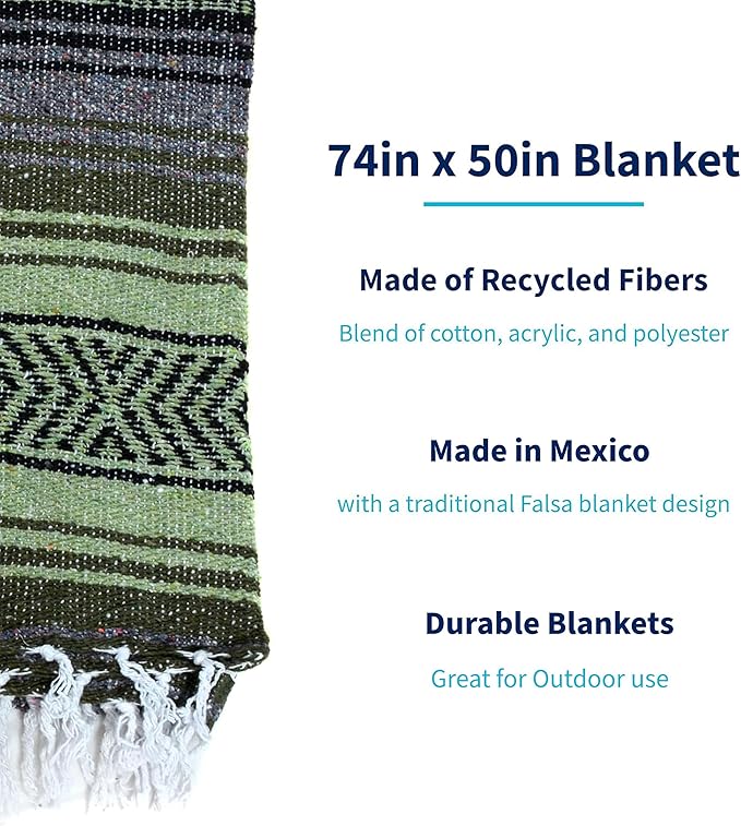 La Montana Authentic Mexican Blanket (10-Pack) - 74in x 50in Woven in Mexico - Falsa Throw for Yoga Studio Picnic/Camping/Beach Saddle Blanket Bed/Home Decor (Assorted Neutrals)