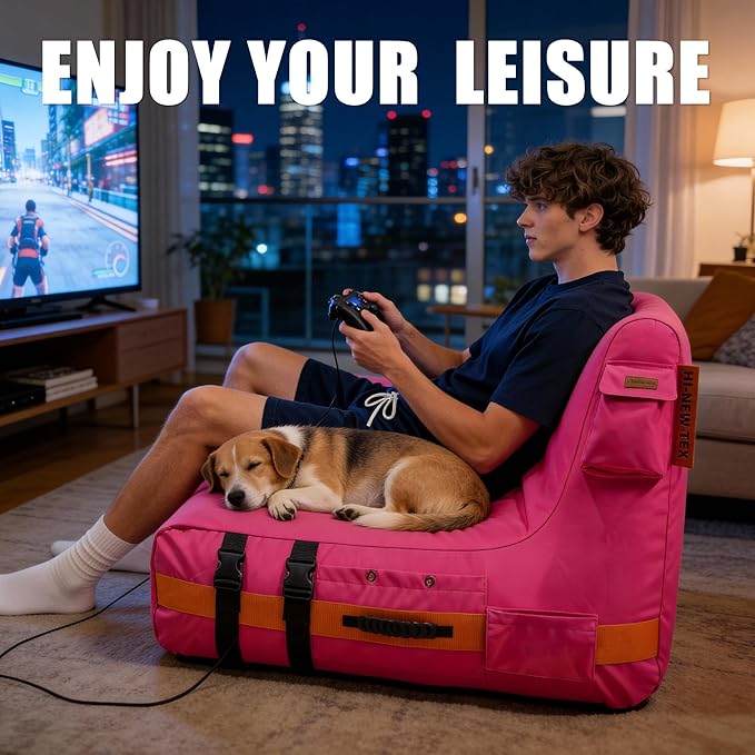 Inflatable Couch Air Sofa: Portable Outdoor Inflatable Sofa with Built-in Electric Pump - Air Lounger for Camping Beach Festival Travel - Ideal for Dorm Rooms Small Apartments