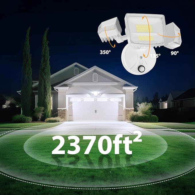 Onforu Dusk to Dawn Outdoor Lighting90W 10000LM Flood Lights OutdoorIP66 Waterproof White LED Security Light with Photocell6500k Daylight 4 Heads Exterior Light Fixture for YardPatioGarden