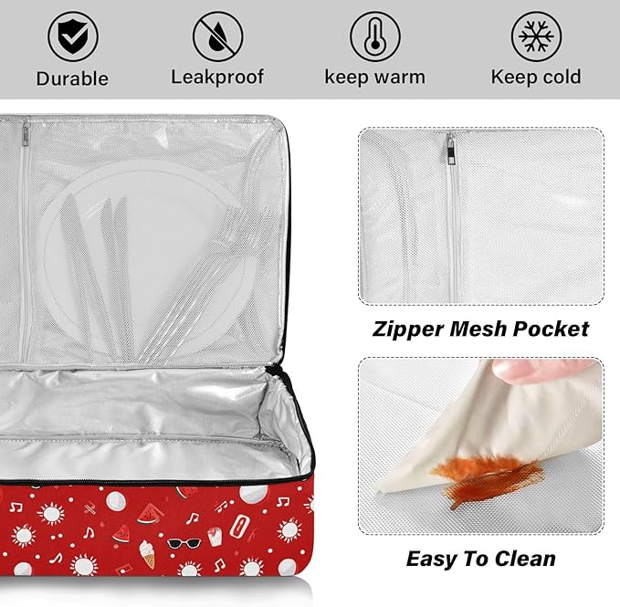 Casserole Carrier Sun and Beach Ball PatternInsulated Casserole Carrier for Hot or Cold Food Thermal Lunch Tote for Potluck Parties Picnic Beach Fits 9 x 13 Inches Baking Dish