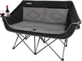 Oversized Double Camping Chair-Heavy Duty 2 Person Folding Loveseat Camp Couch for AdultsPortable Outdoor Lawn Chairs with Padded Seat for FishingSports and PatioSupports 500 LBSBlack