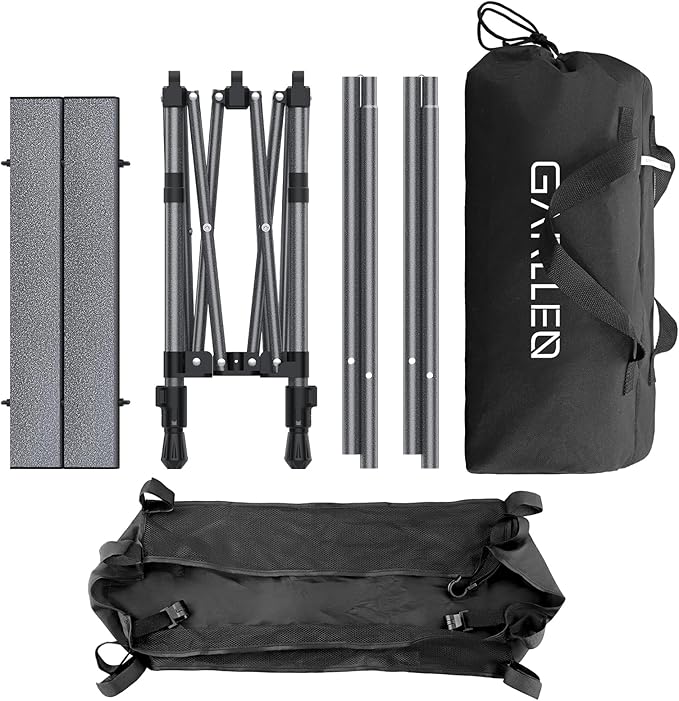 GARLLEN Folding Camping Table 2-Height Adjustable Portable Picnic Table with Roll-up Tabletop Lightweight Aluminum Outdoor Table with Storage Net &amp Carrying Bag for Camping Picnic BBQ