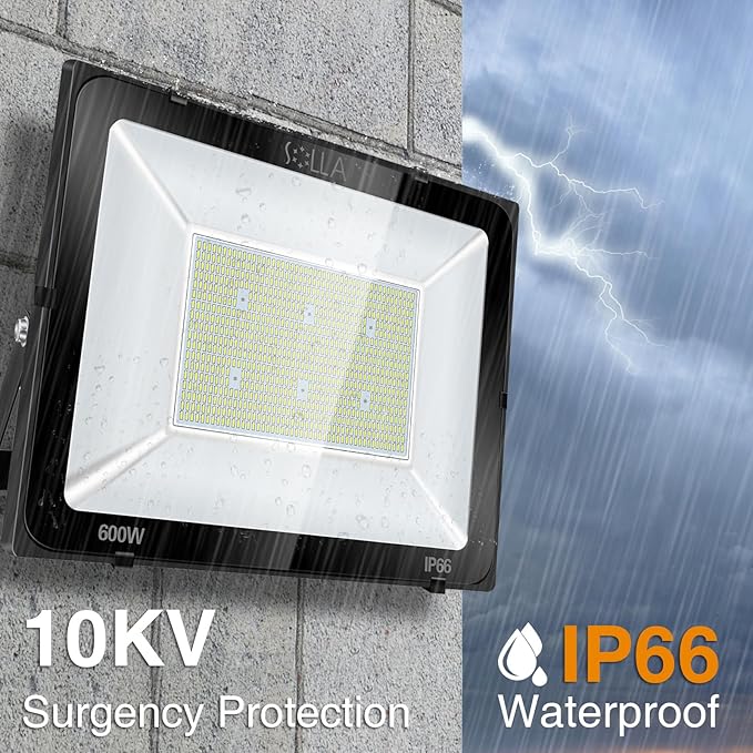 600W LED Stadium Flood Light Outdoor 3300W Equivalent 48000LM Super Bright LED Exterior Arena Light IP66 Waterproof 6000K Daylight White Commercial Lighting for Sports Fields and Counts