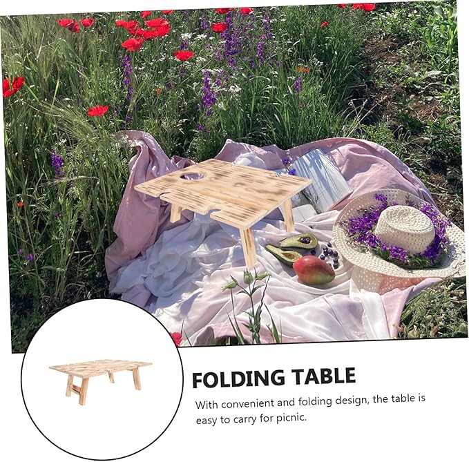 Happyyami Picnic Tables Folding Outdoor Table for Wine Picnic for Outdoor and Indoor Use