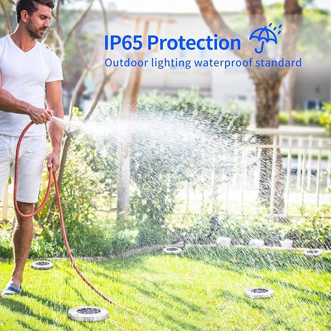 Aogist 12 Pack Solar Disk Lights - 8 LED In-Ground Outdoor Landscape Lights for Pathway Yard Walkway Patio Lawn Path (Cold White)