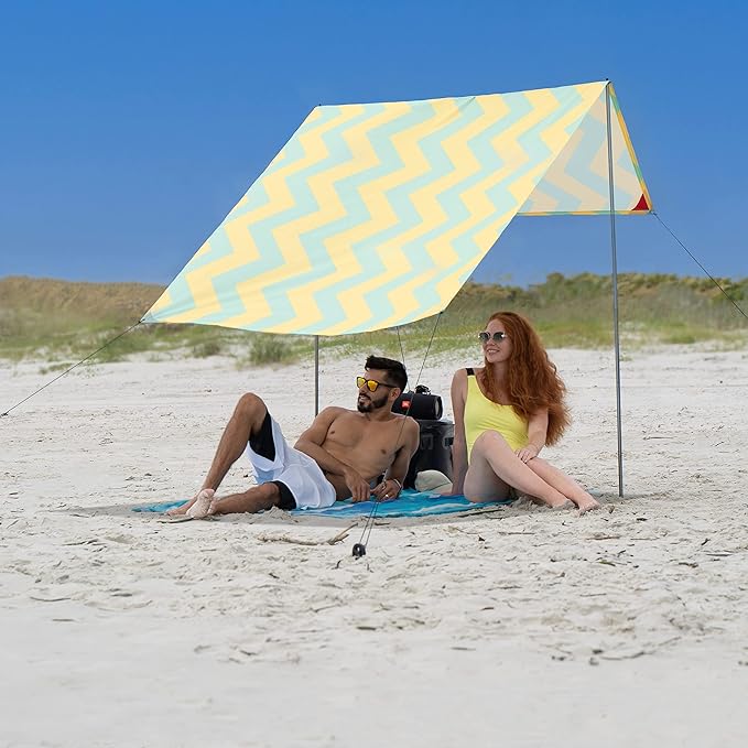 Red Suricata Teepee Beach Tent &amp Beach Canopy for 1-2 Persons UPF50 Sun Beach Shade Sunshade with 2 Aluminum Poles &amp Crossbar 4 Robust Ground Anchor Screws - Compact &amp Lightweight (Akum