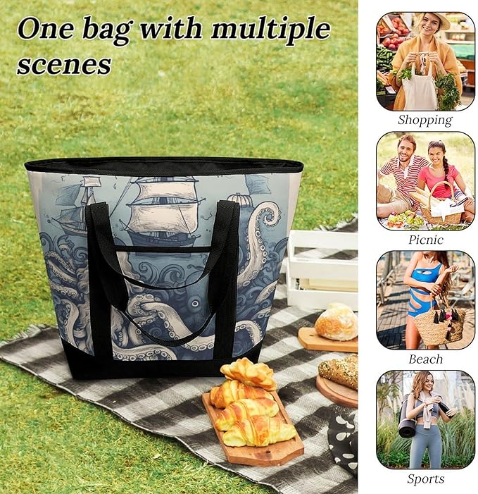 Insulated Shopping BagLarge Reusable Cooler Bags And Friends Printed Foldable Shopping BagTravel Waterproof Shoulder Bag