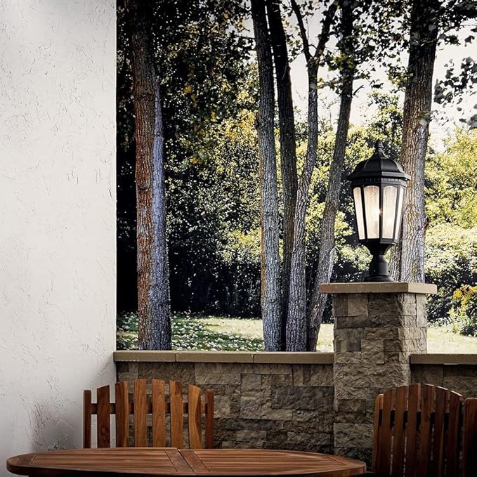 Kichler Courtyard 23.75 Exterior Post Light in Textured Black 1-Light Outdoor Porch or Patio Light with Clear Seeded Glass (23.75 H x 10.25) 9532BKT