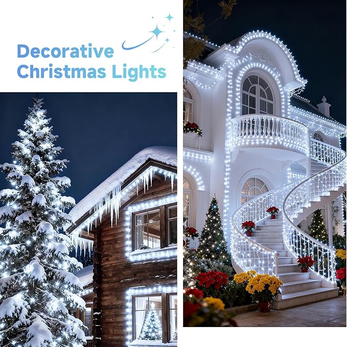 Mlambert 1500 LED Christmas Lights 492FT Outdoor Waterproof Dimmable Fairy Lights with Remote 8 Modes Indoor Lighting for Holiday Décor Cool White